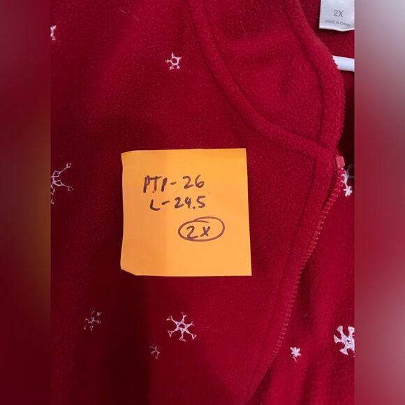 VTG Snowman Snowflake Vest Jacket Winter Vest Warm Embroidered Red White 2X - Picture 10 of 13